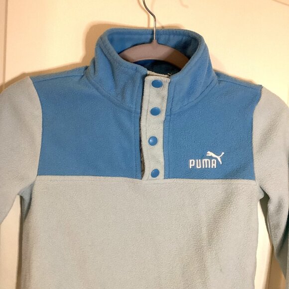 Puma Kids Girls Fleece Blue Sweatshirt Size 6 Pull Over Lightweight - Picture 2 of 6